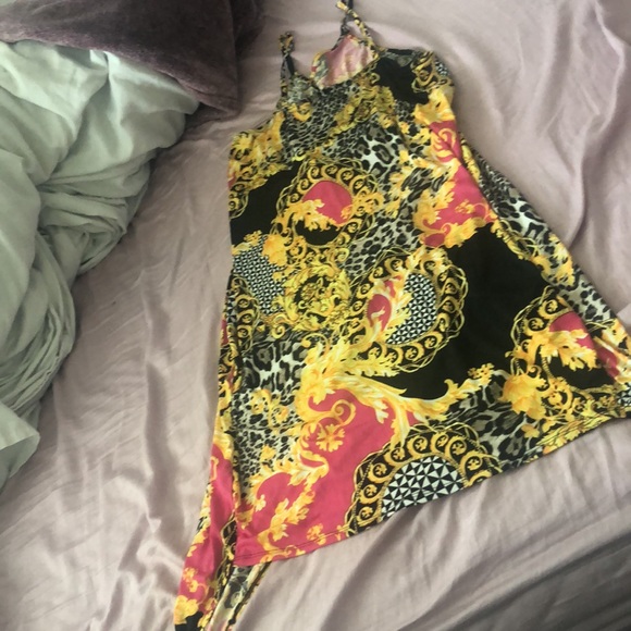 Fashion nova yellow and pink with cheetah print size 2X spaghetti strap dress - Picture 5 of 5